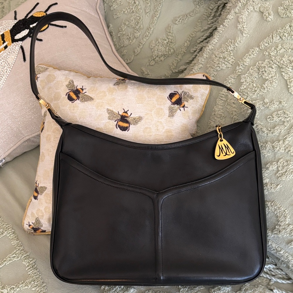 Morris Moskowitz Black Leather Shoulder Bag
